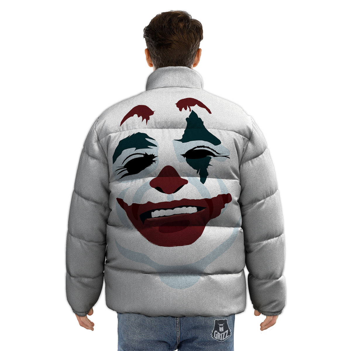 Joker Face Print Puffer Jacket-grizzshop