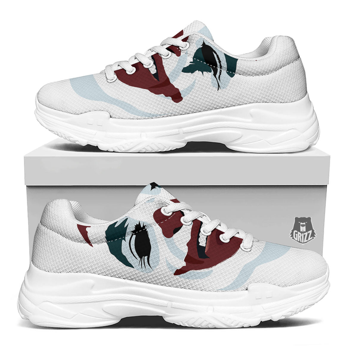 Joker Face Print White Chunky Shoes-grizzshop