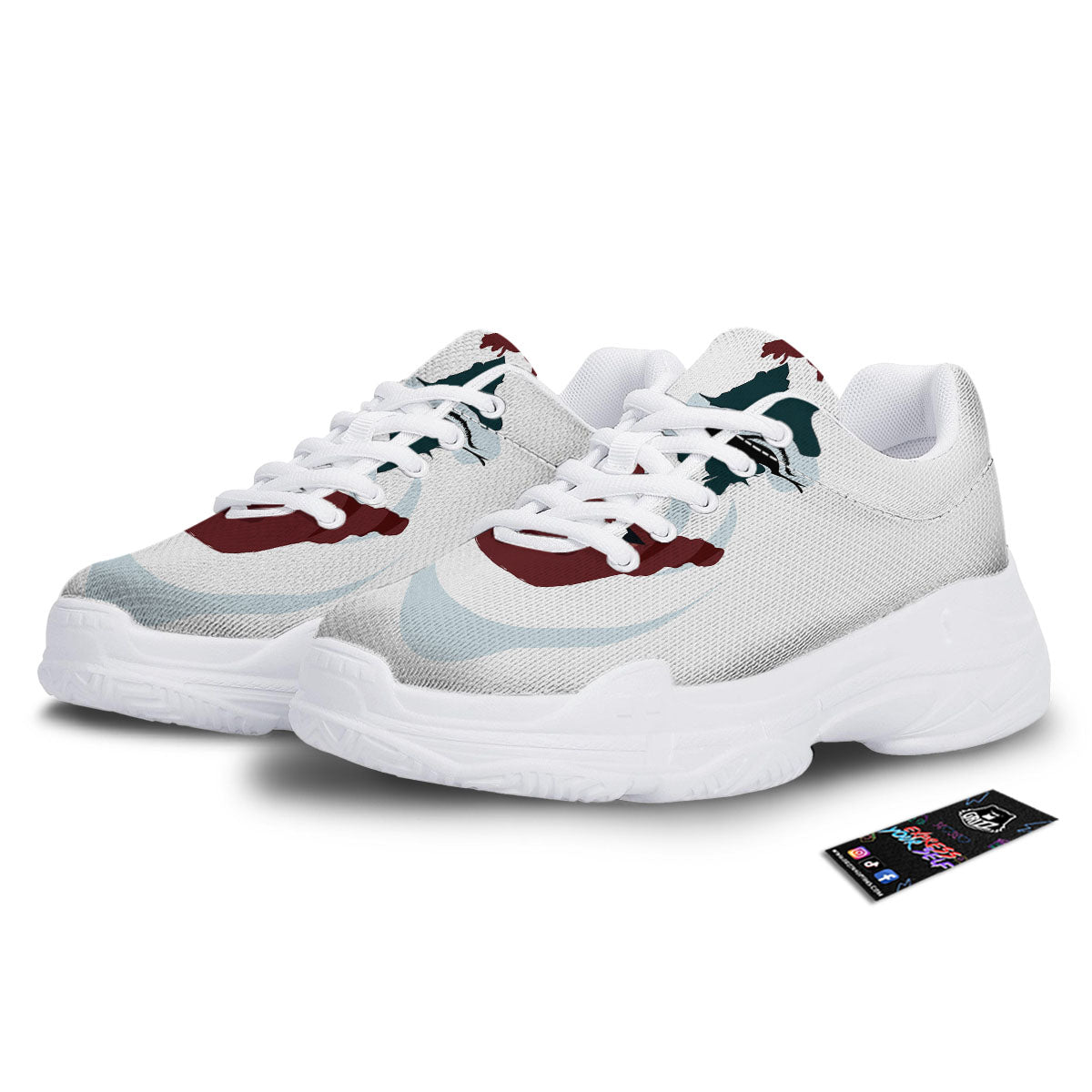 Joker Face Print White Chunky Shoes-grizzshop