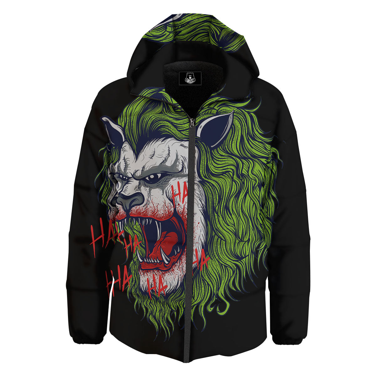 Joker Lion Print Down Jacket-grizzshop