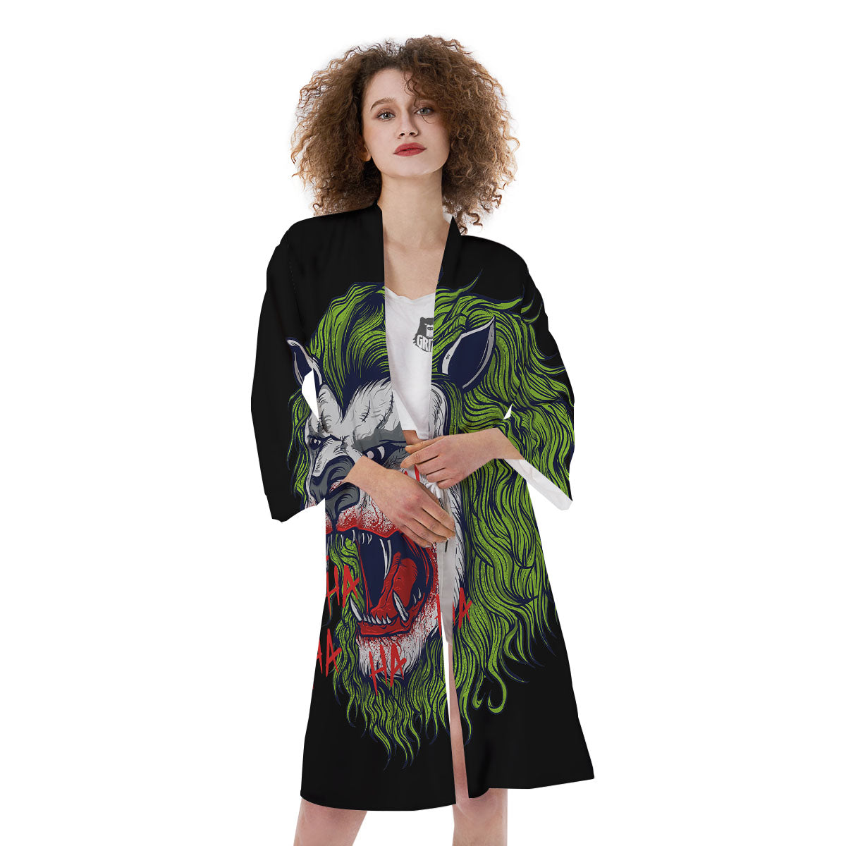 Joker Lion Print Kimono-grizzshop