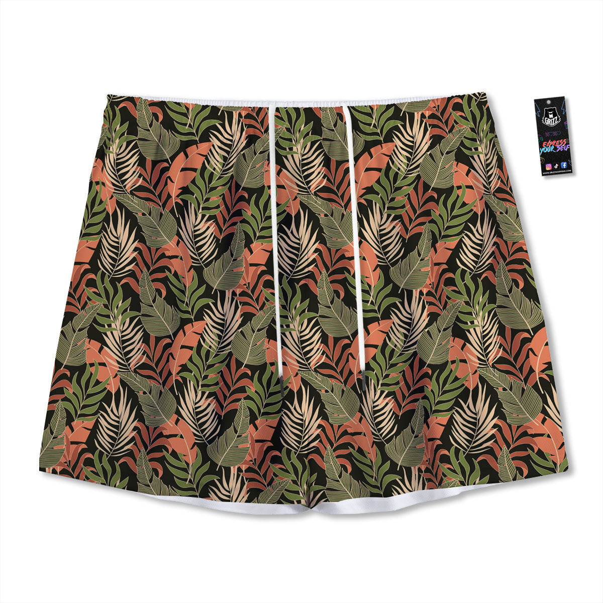 Jungle Hawaii Plants Tropical Print Pattern Mesh Shorts