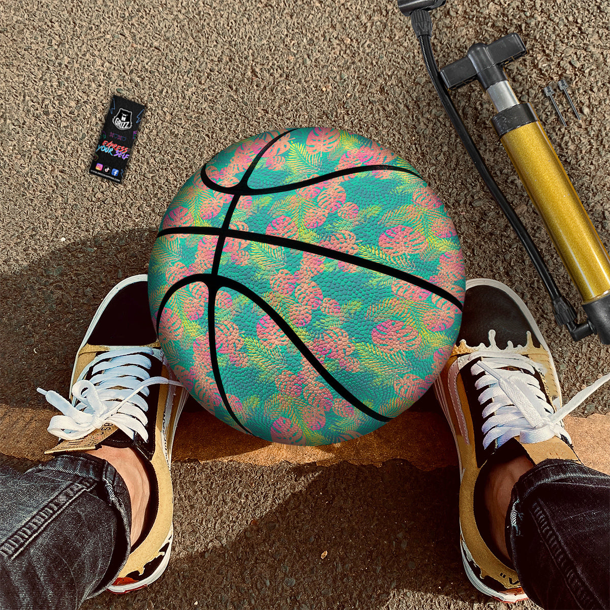 Jungle Hawaiian Colorful Tropical Print Basketball-grizzshop