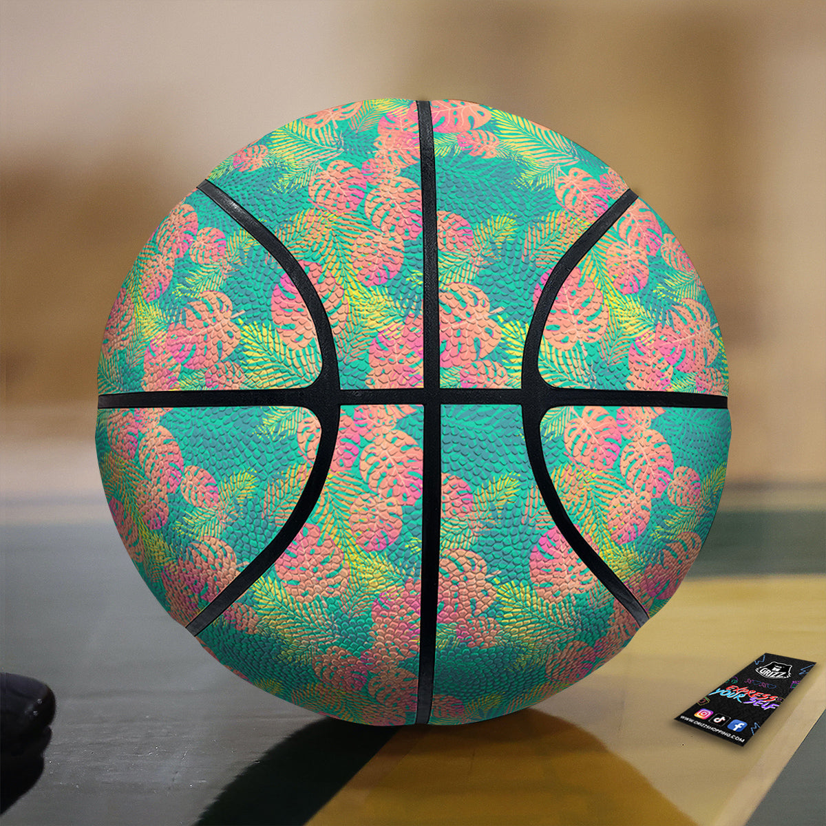 Jungle Hawaiian Colorful Tropical Print Basketball-grizzshop