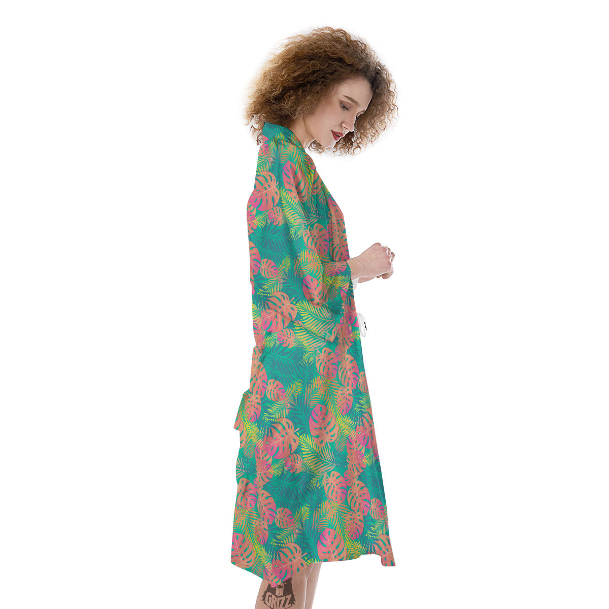 Jungle Hawaiian Colorful Tropical Print Kimono-grizzshop