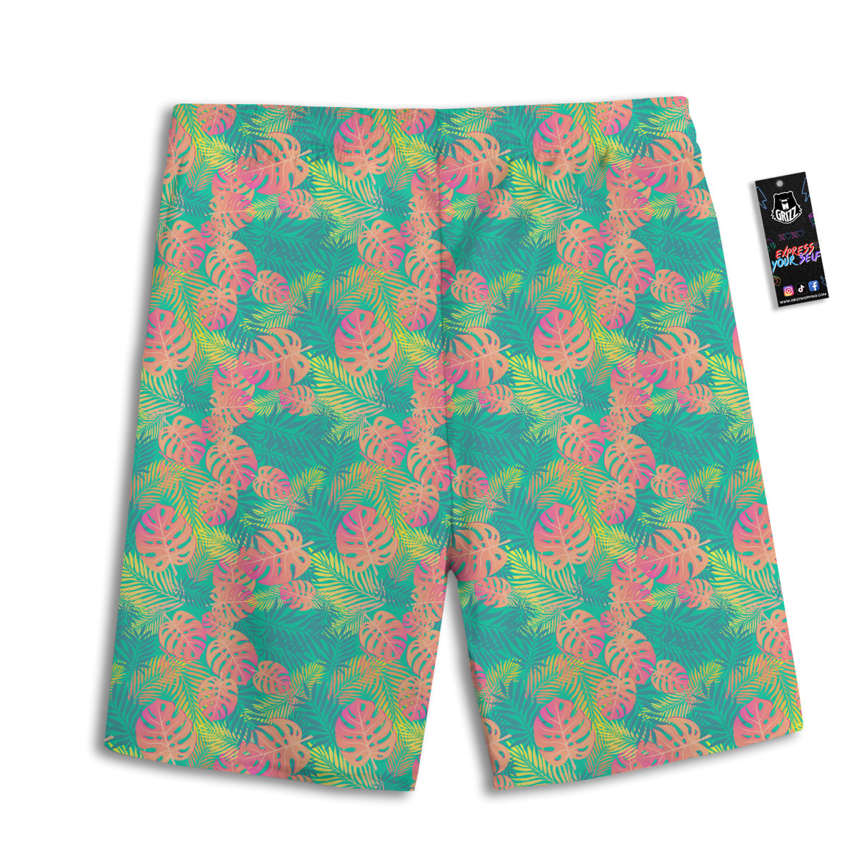 Jungle Hawaiian Colorful Tropical Print Men's Athletic Shorts