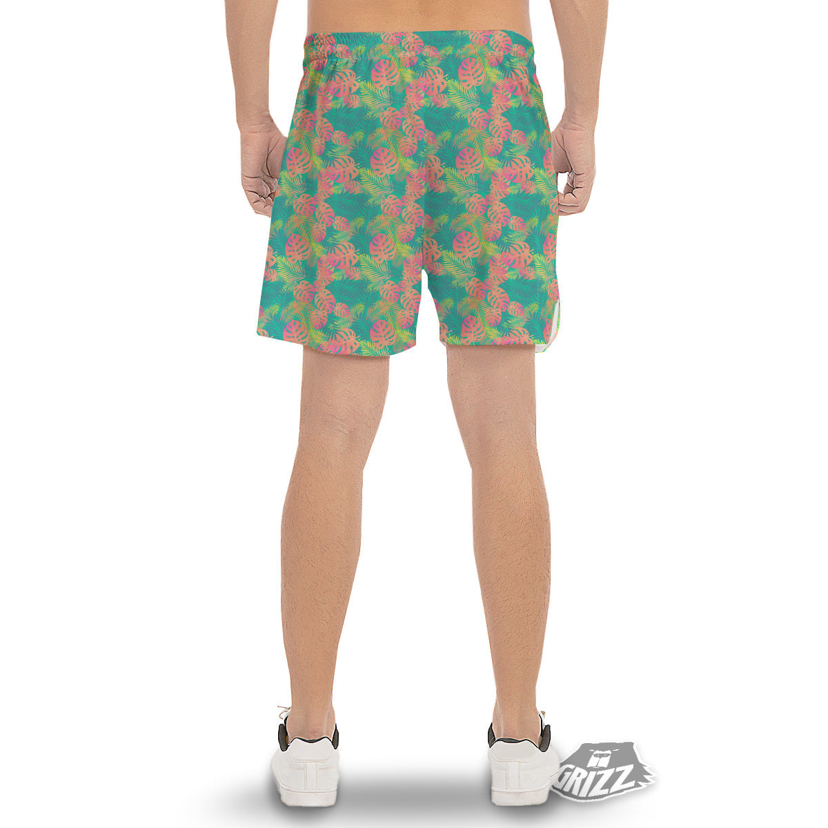 Jungle Hawaiian Colorful Tropical Print Men's Gym Shorts-grizzshop