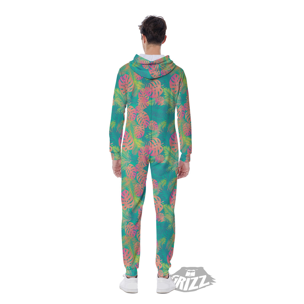 Jungle Hawaiian Colorful Tropical Print Men's Jumpsuit-grizzshop