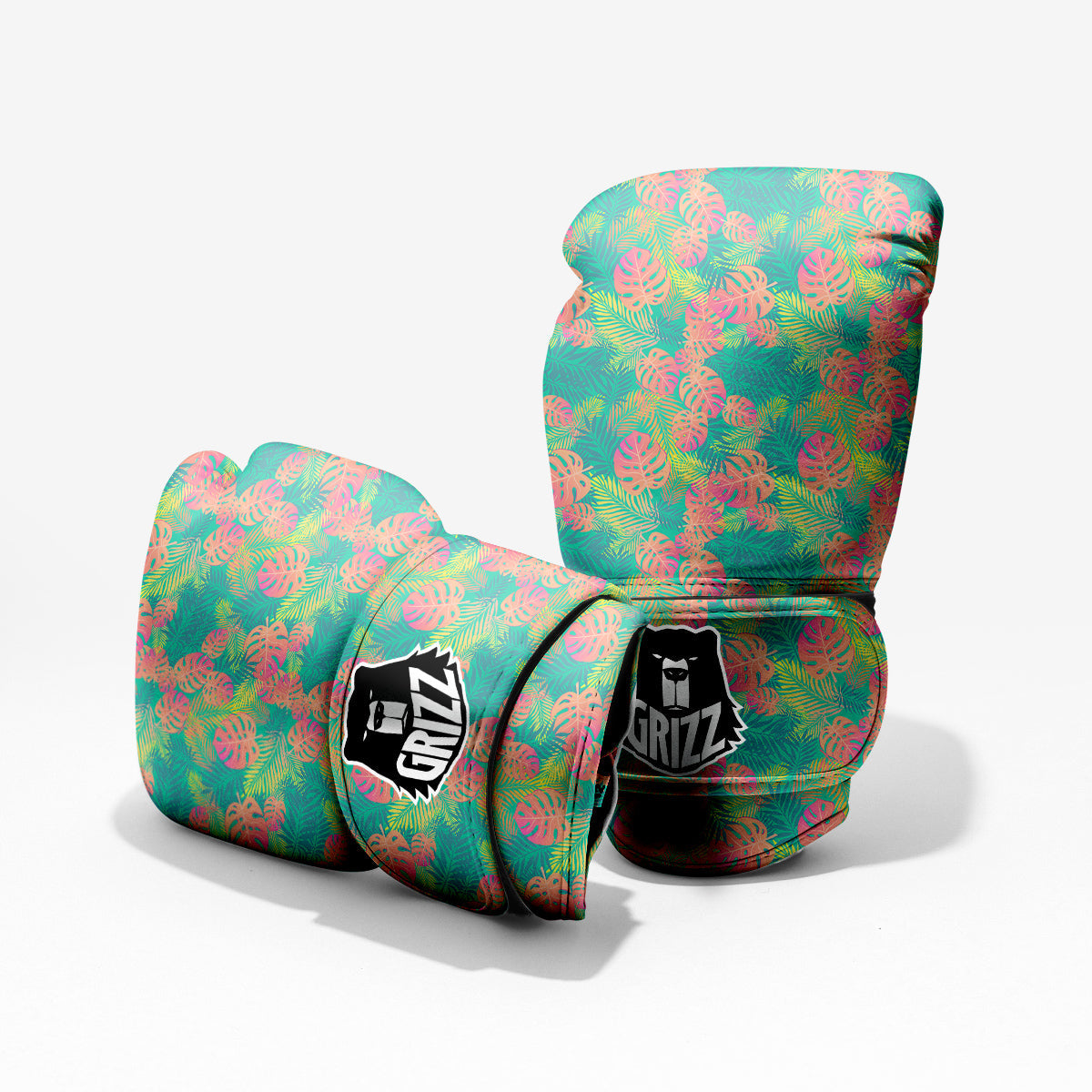 Jungle Hawaiian Colorful Tropical Print Sparring Gloves-grizzshop