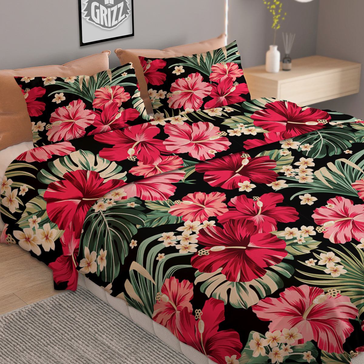Jungle Hawaiian Tropical Print Pattern Duvet Cover Bedding Set
