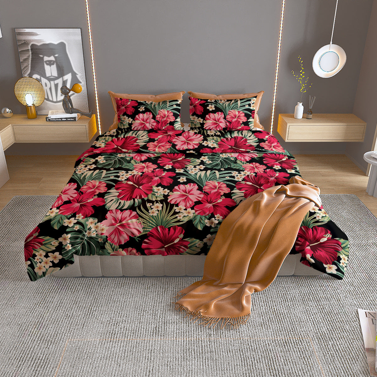 Jungle Hawaiian Tropical Print Pattern Duvet Cover Bedding Set