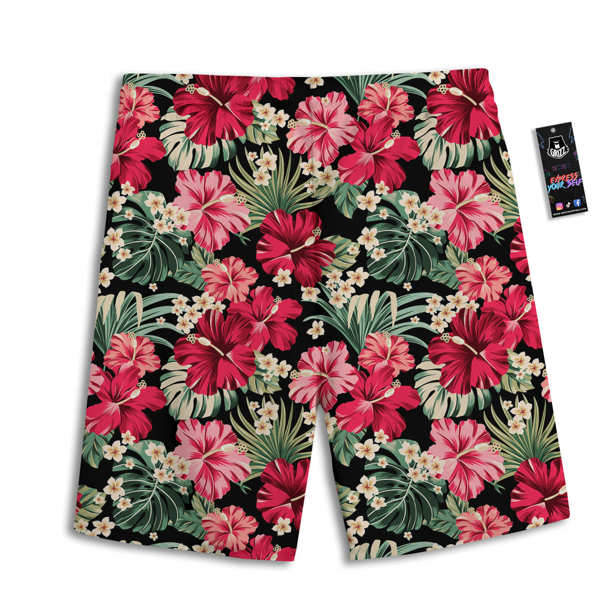 Jungle Hawaiian Tropical Print Pattern Men's Athletic Shorts