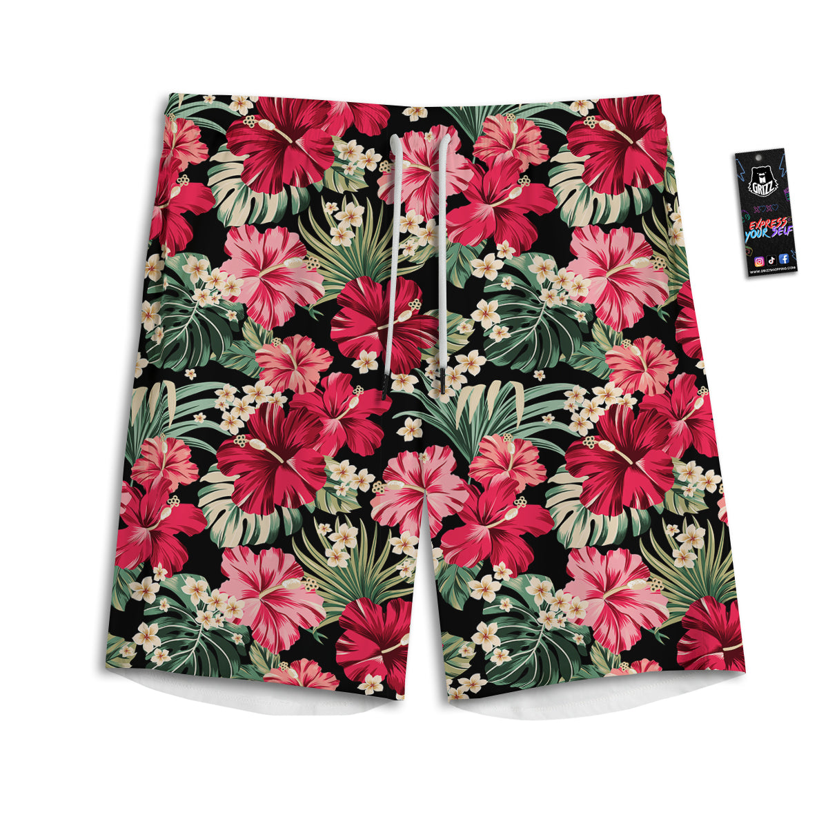 Jungle Hawaiian Tropical Print Pattern Men's Athletic Shorts