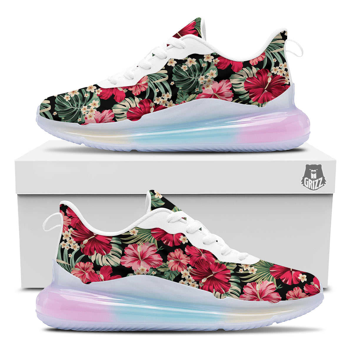 Jungle Hawaiian Tropical Print Pattern Running Sneakers-grizzshop
