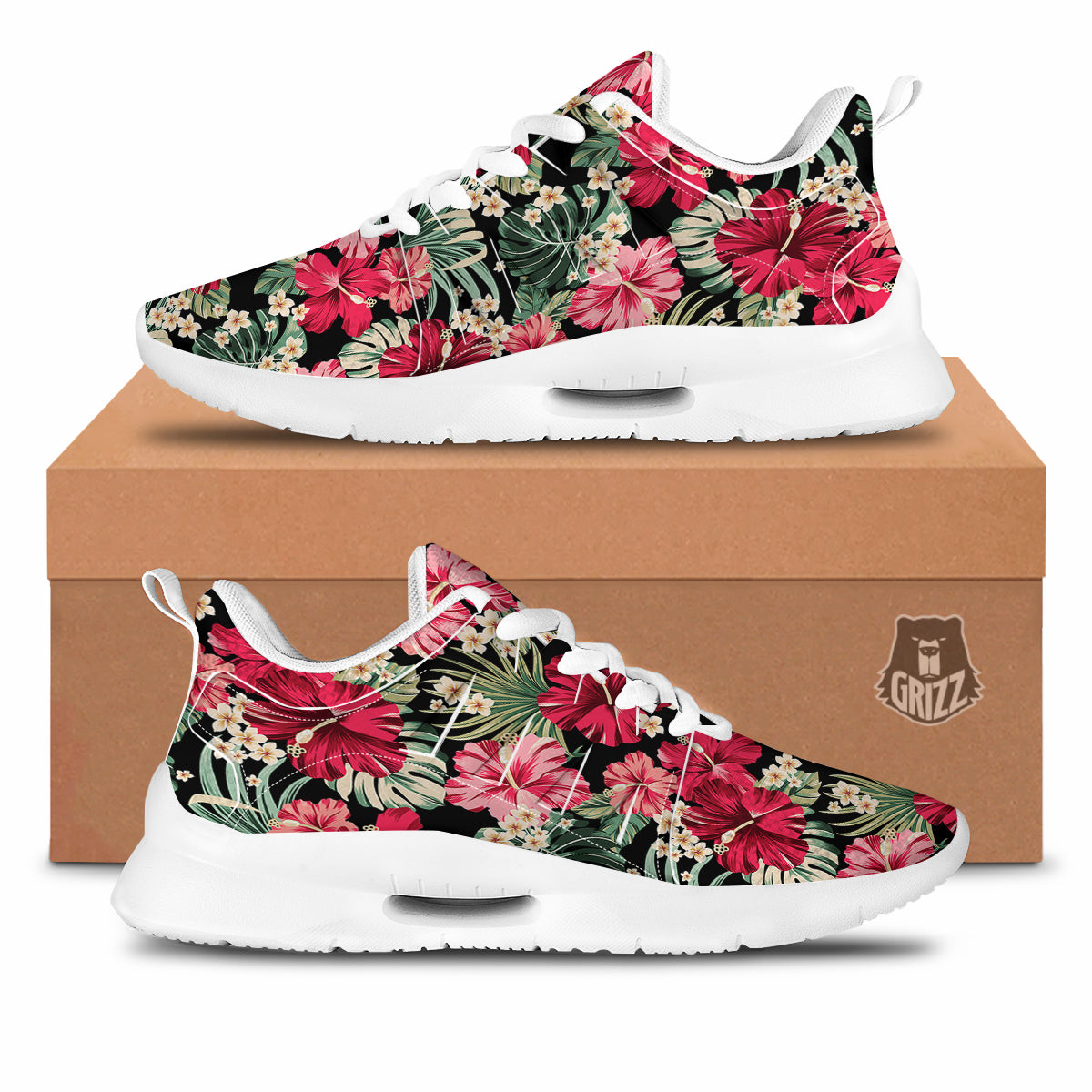 Jungle Hawaiian Tropical Print Pattern Tennis Shoes-grizzshop