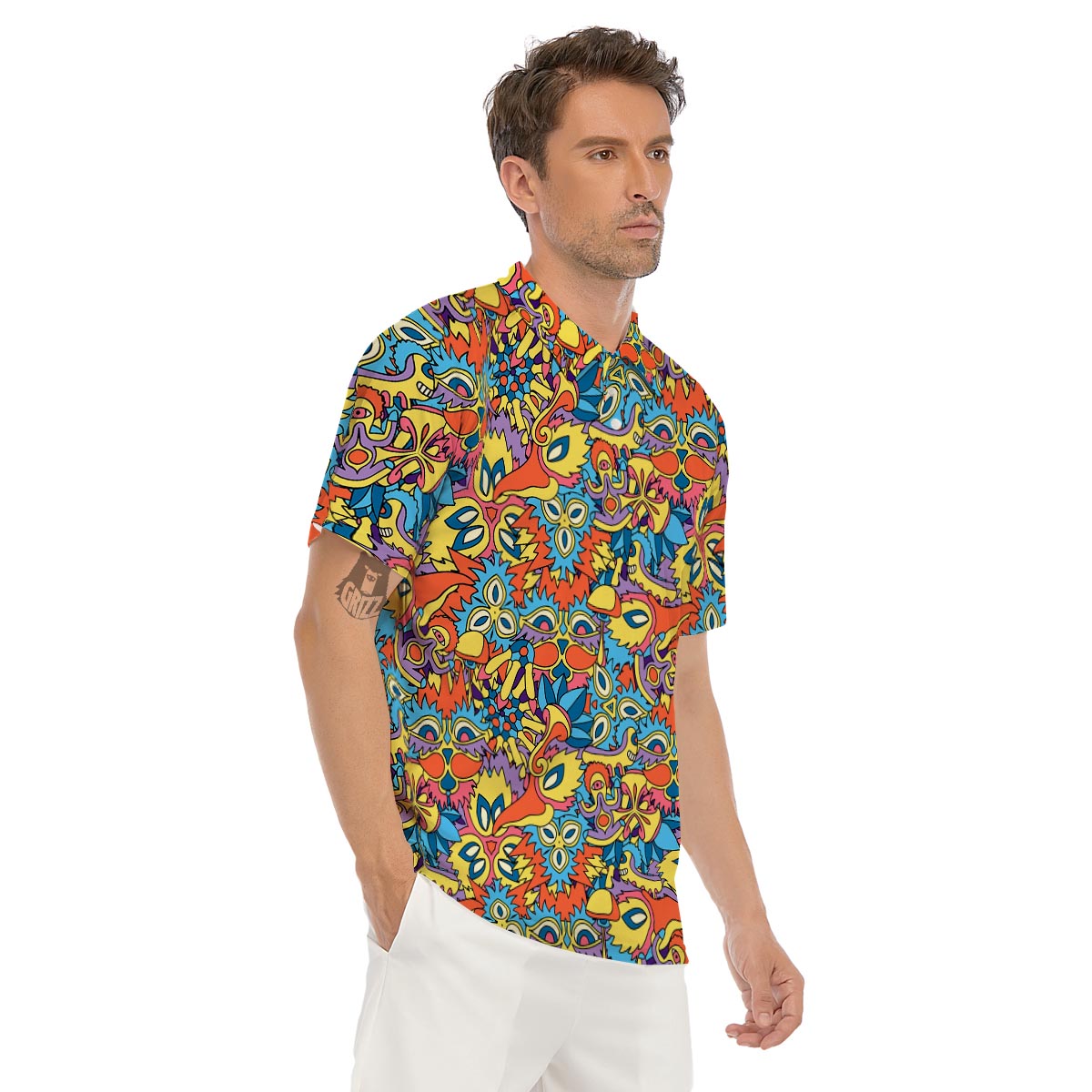 Jungle Hippie Psychedelic Trippy Men's Golf Shirts-grizzshop