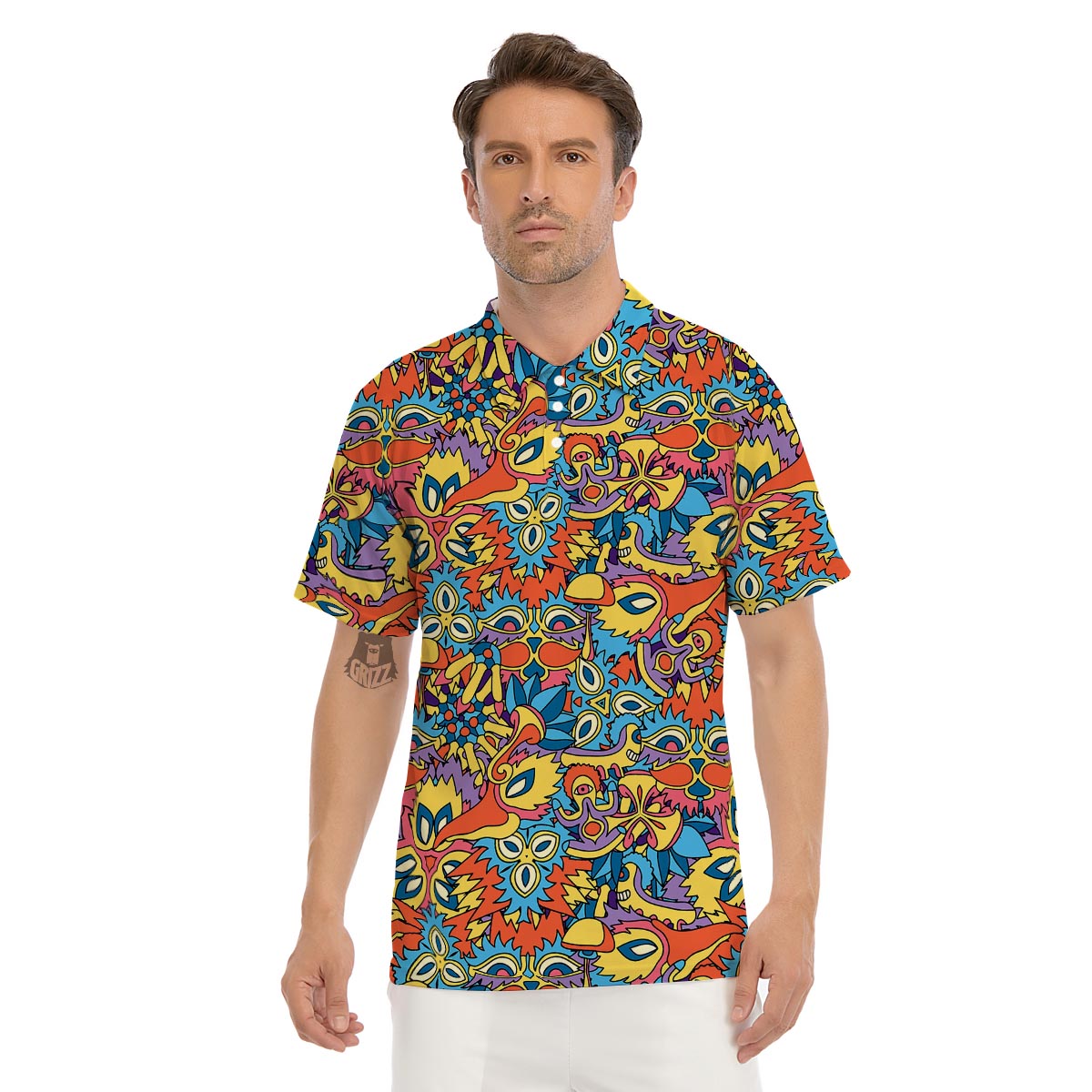 Jungle Hippie Psychedelic Trippy Men's Golf Shirts-grizzshop