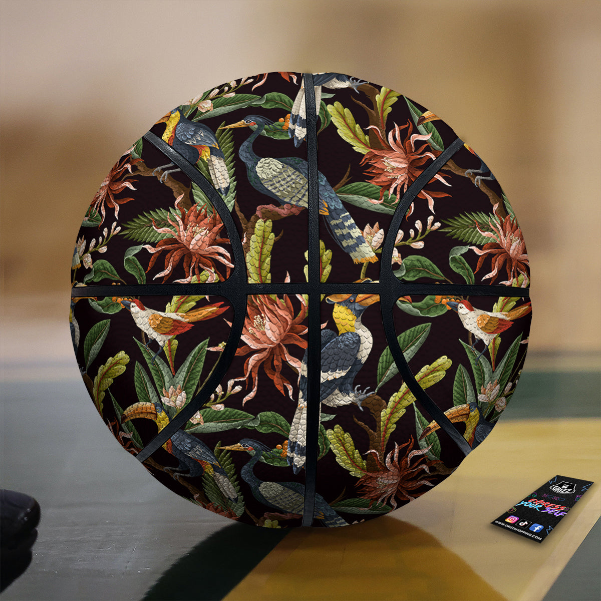Jungle Tropical Hawaiian Vintage Print Pattern Basketball