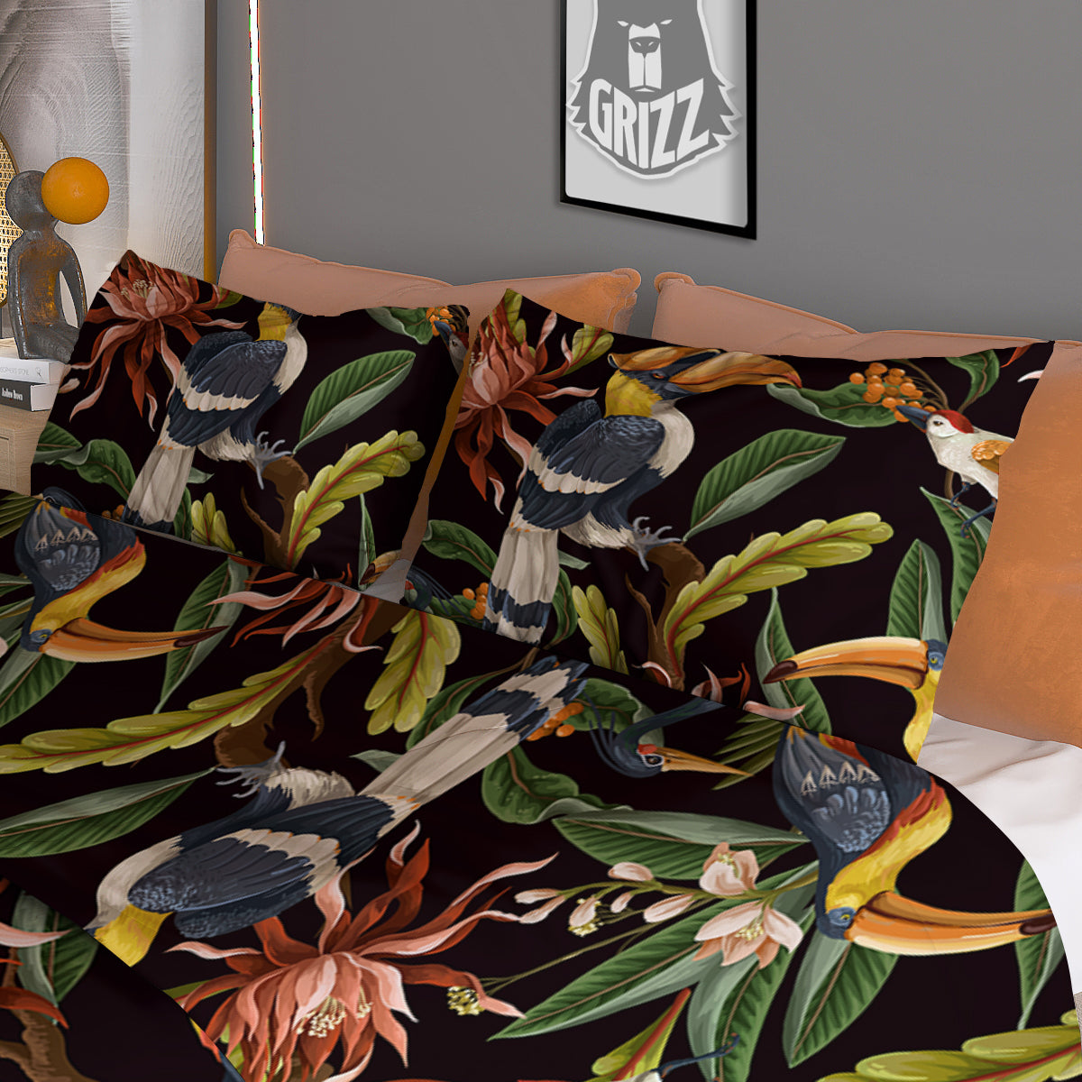 Jungle Tropical Hawaiian Vintage Print Pattern Duvet Cover Bedding Set