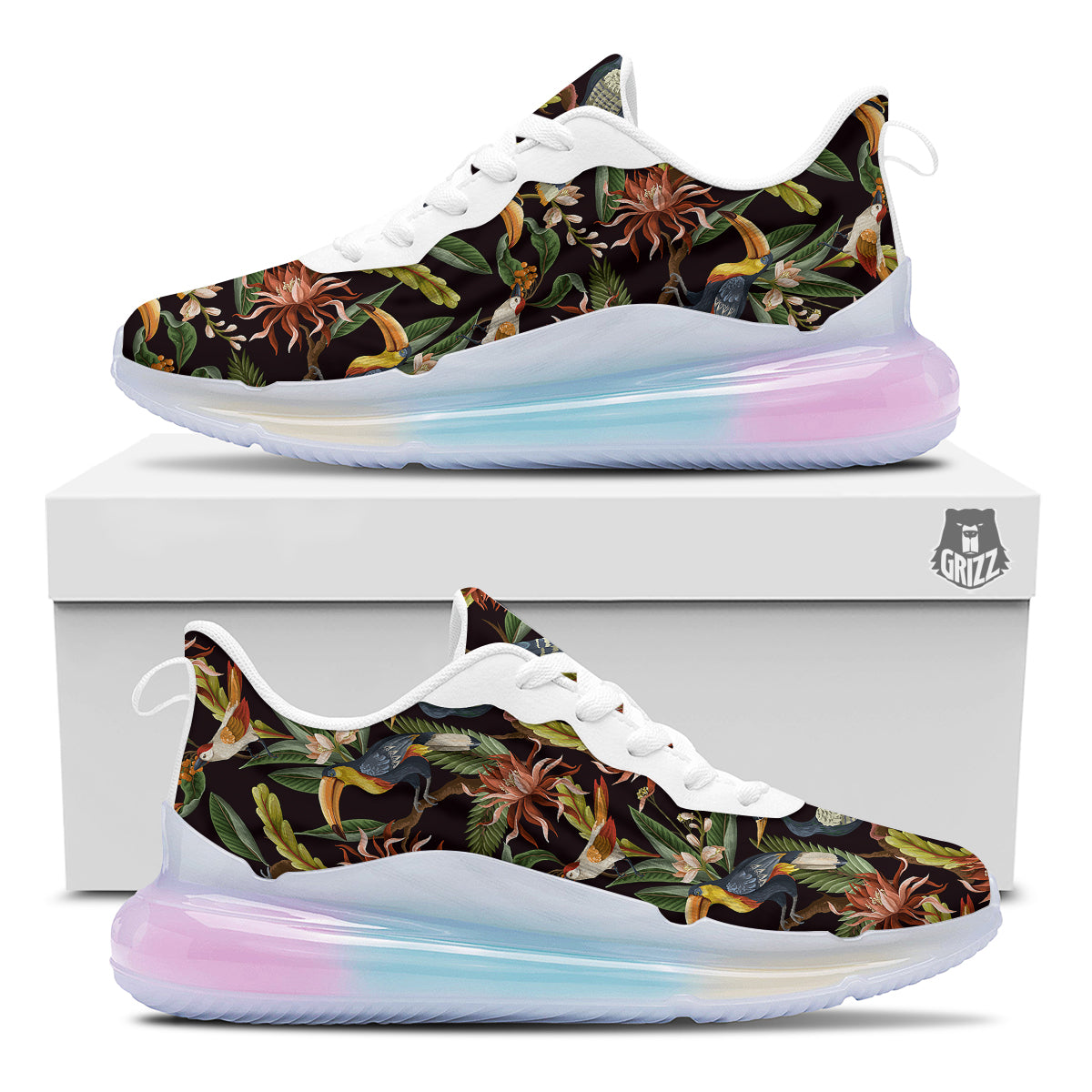 Jungle Tropical Hawaiian Vintage Print Pattern Running Sneakers-grizzshop