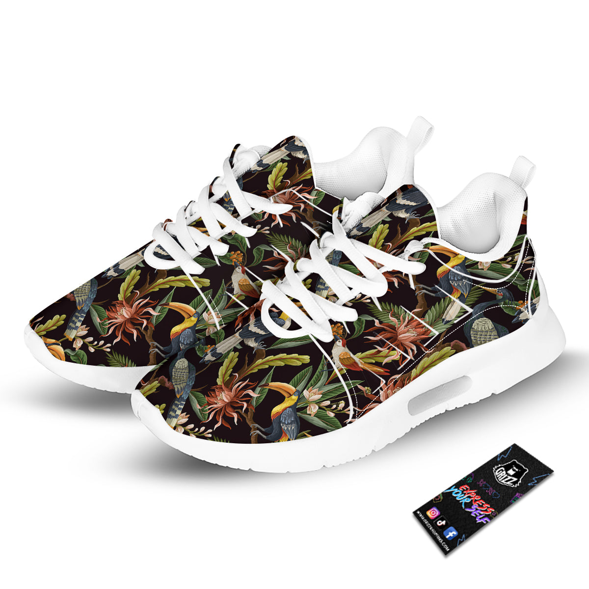 Jungle Tropical Hawaiian Vintage Print Pattern Tennis Shoes-grizzshop