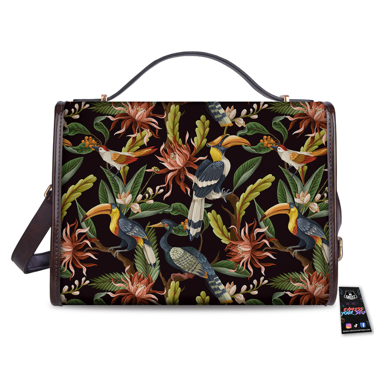Jungle Tropical Hawaiian Vintage Print Pattern Women's Satchel Bag-grizzshop