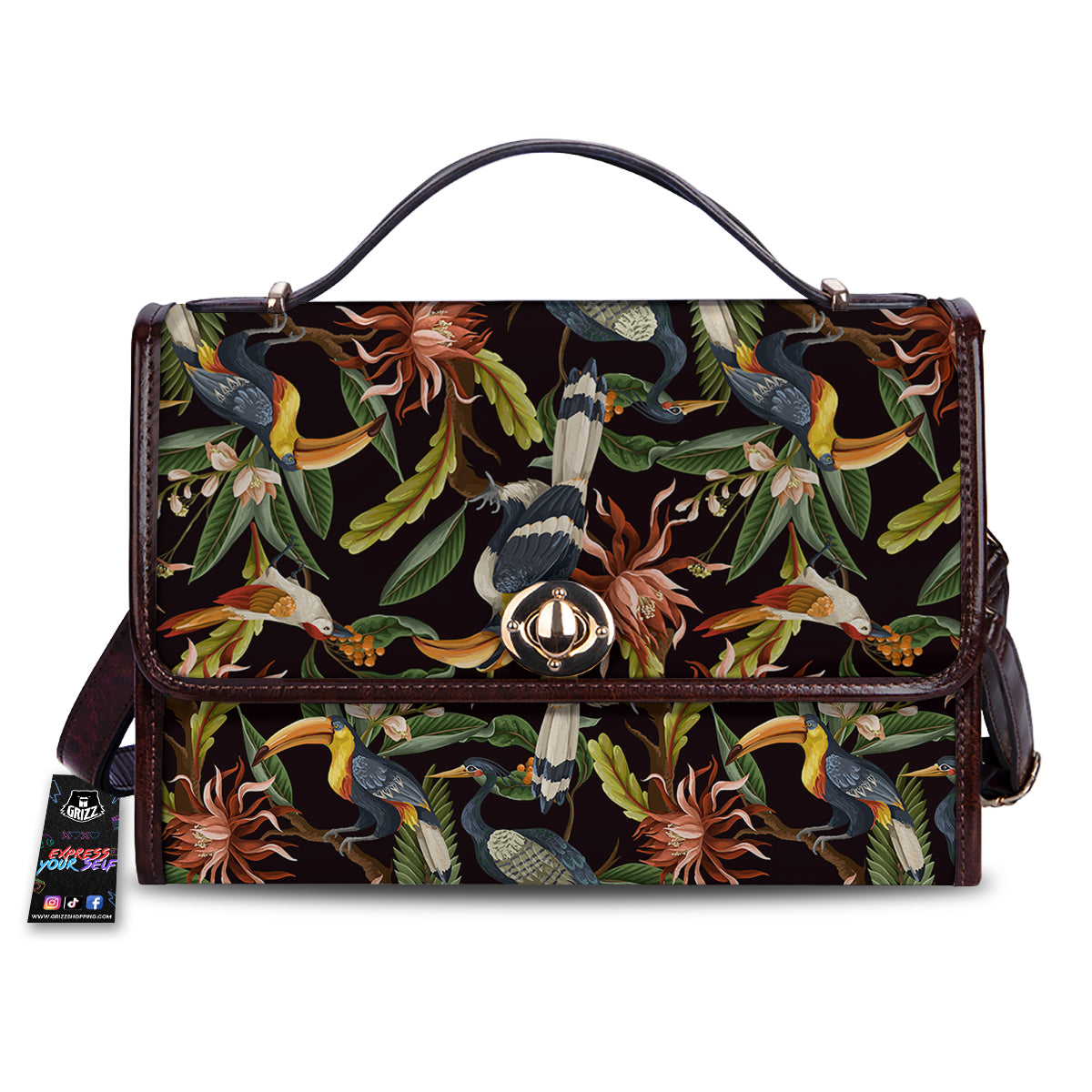 Jungle Tropical Hawaiian Vintage Print Pattern Women's Satchel Bag-grizzshop