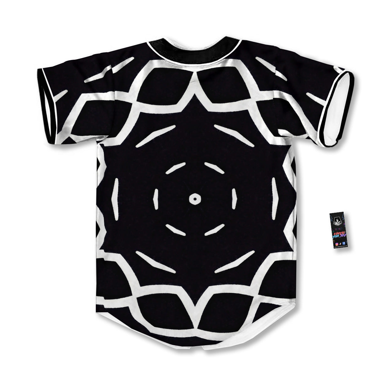 Kaleidoscope Black Print Baseball Jersey-grizzshop