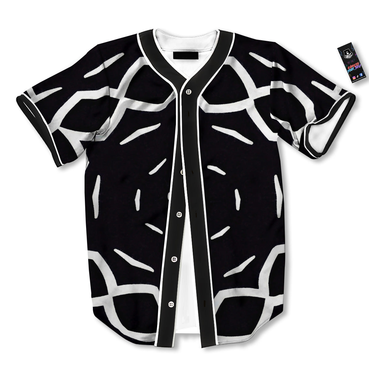 Kaleidoscope Black Print Baseball Jersey-grizzshop