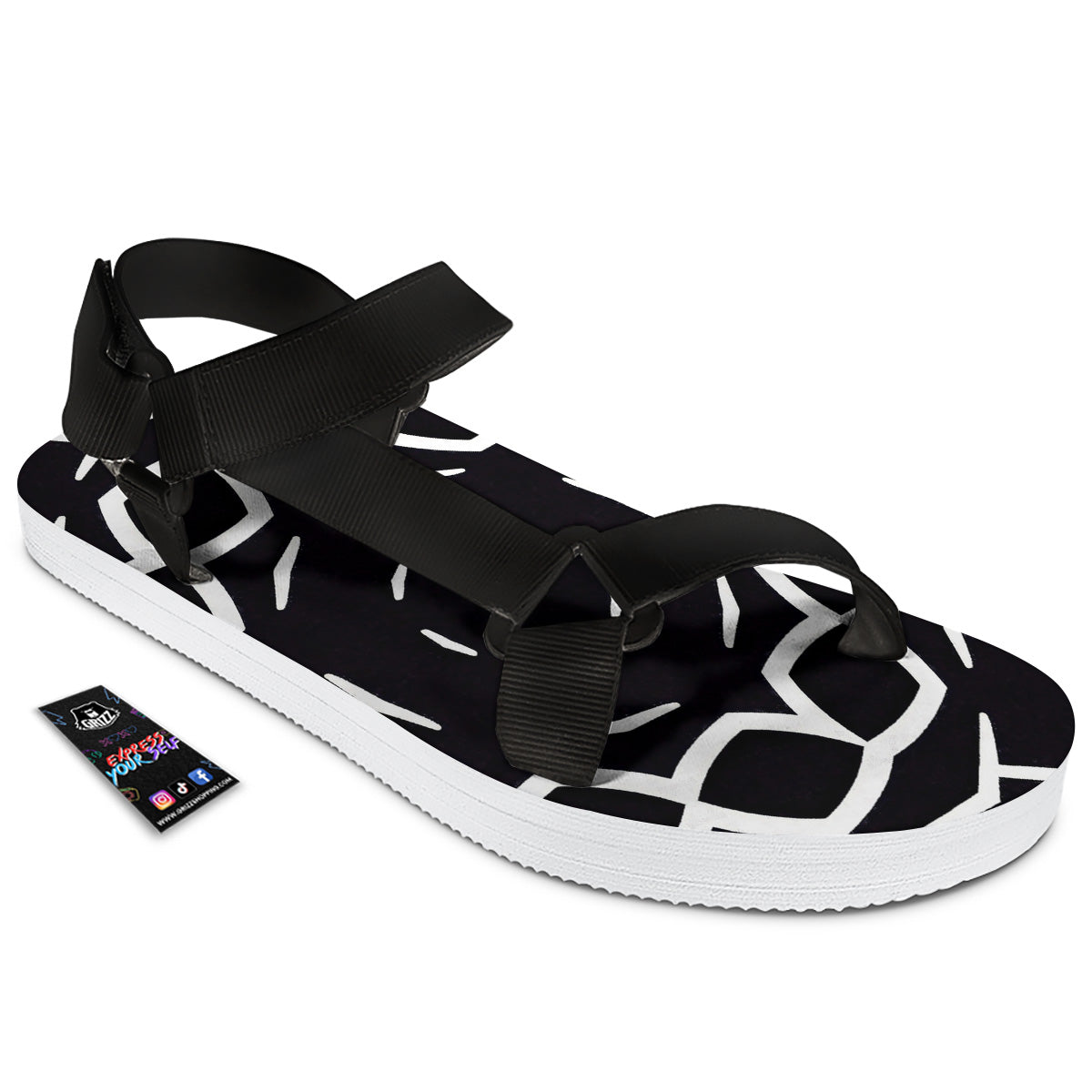 Kaleidoscope Black Print Black Open Toe Sandals-grizzshop
