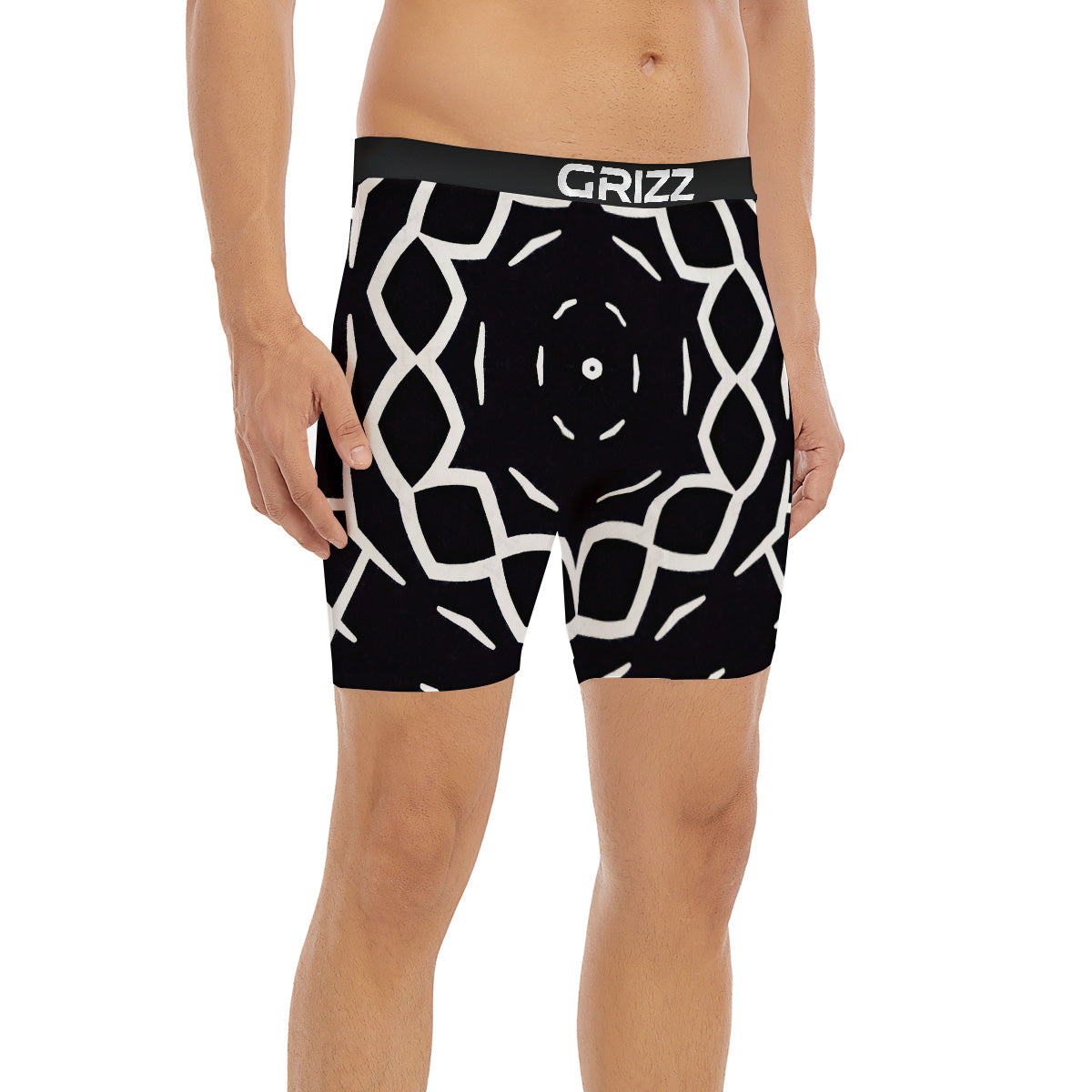 Kaleidoscope Black Print Boxer Briefs-grizzshop