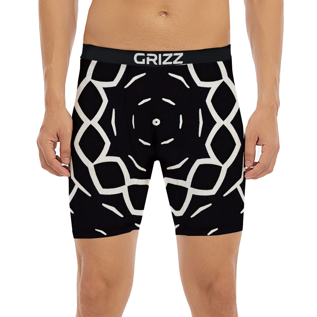 Kaleidoscope Black Print Boxer Briefs-grizzshop