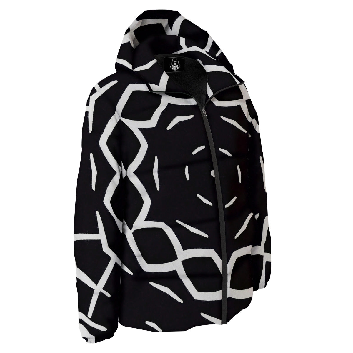 Kaleidoscope Black Print Down Jacket-grizzshop