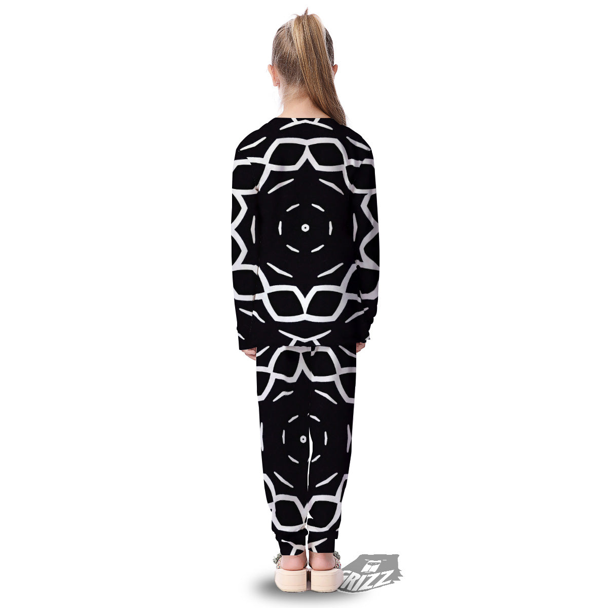Kaleidoscope Black Print Kid's Pajamas-grizzshop