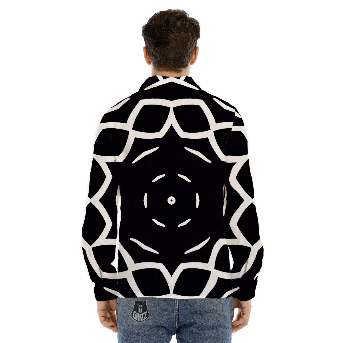 Kaleidoscope Black Print Men's Dress Shirts-grizzshop