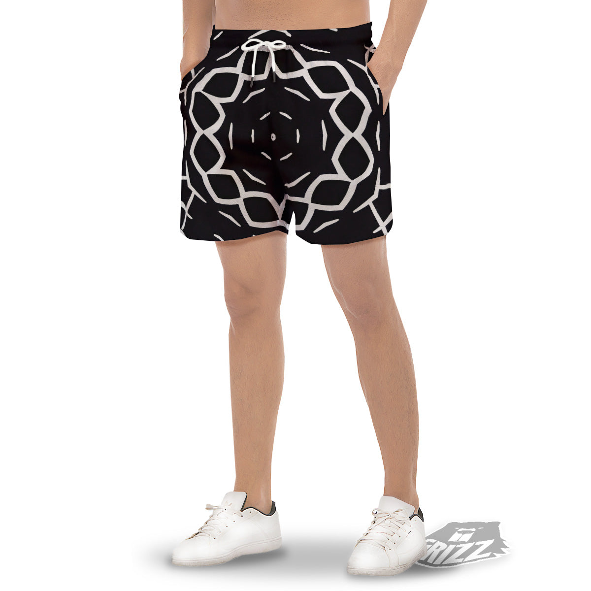 Kaleidoscope Black Print Men's Gym Shorts-grizzshop