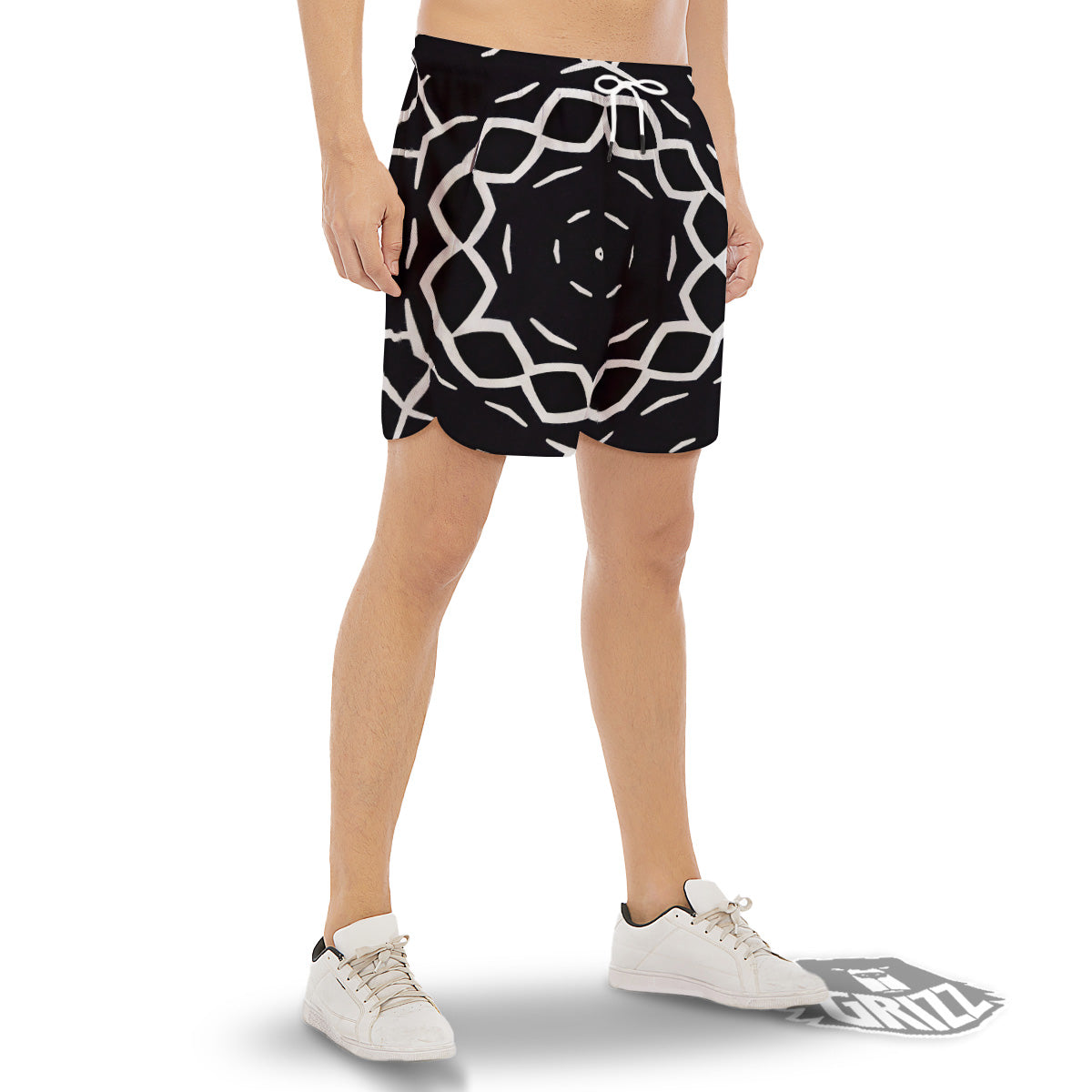 Kaleidoscope Black Print Men's Gym Shorts-grizzshop