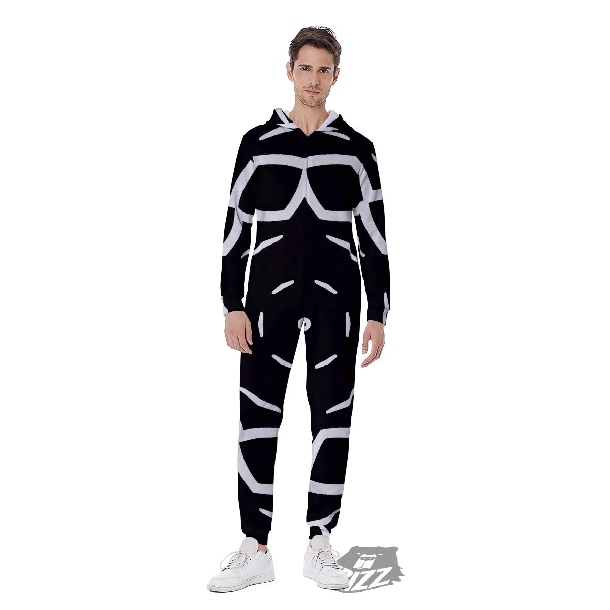 Kaleidoscope Black Print Men's Jumpsuit-grizzshop