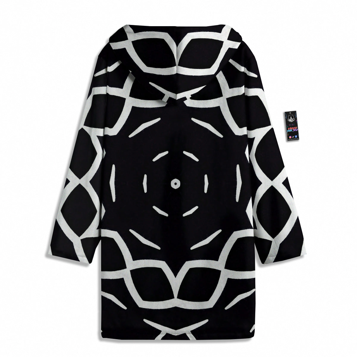 Kaleidoscope Black Print Men's Windbreaker Jacket-grizzshop