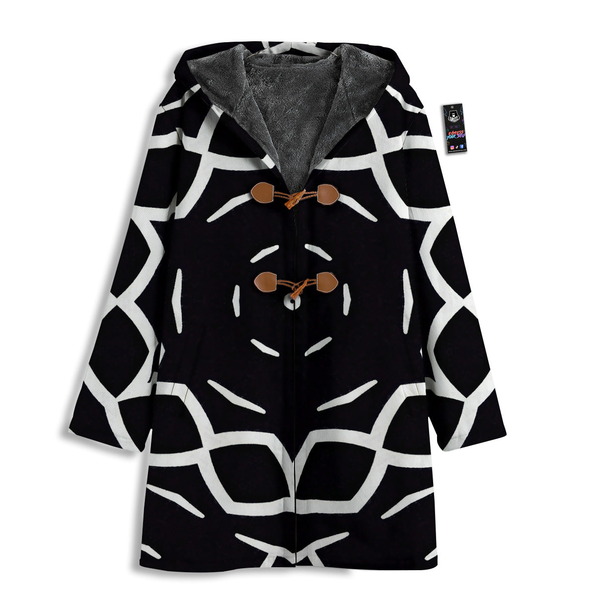 Kaleidoscope Black Print Men's Windbreaker Jacket-grizzshop