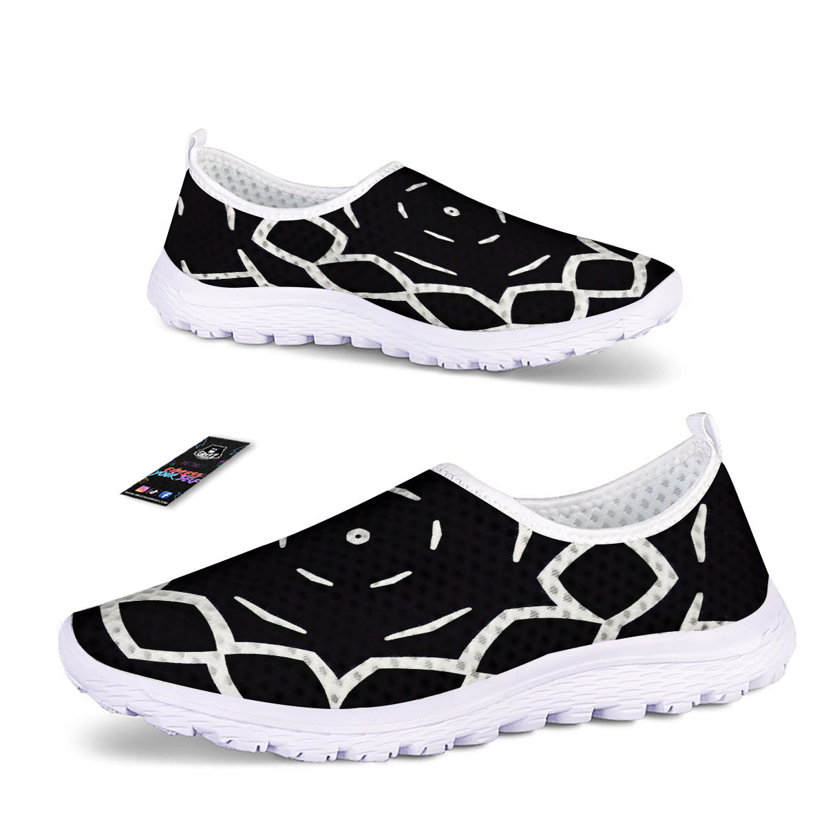 Kaleidoscope Black Print Nurse Shoes-grizzshop