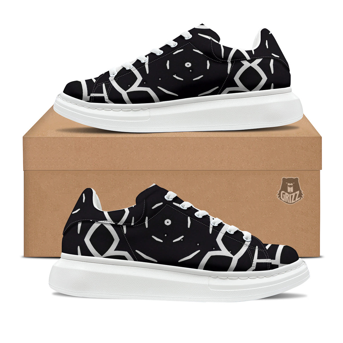 Kaleidoscope Black Print Platform Shoes-grizzshop
