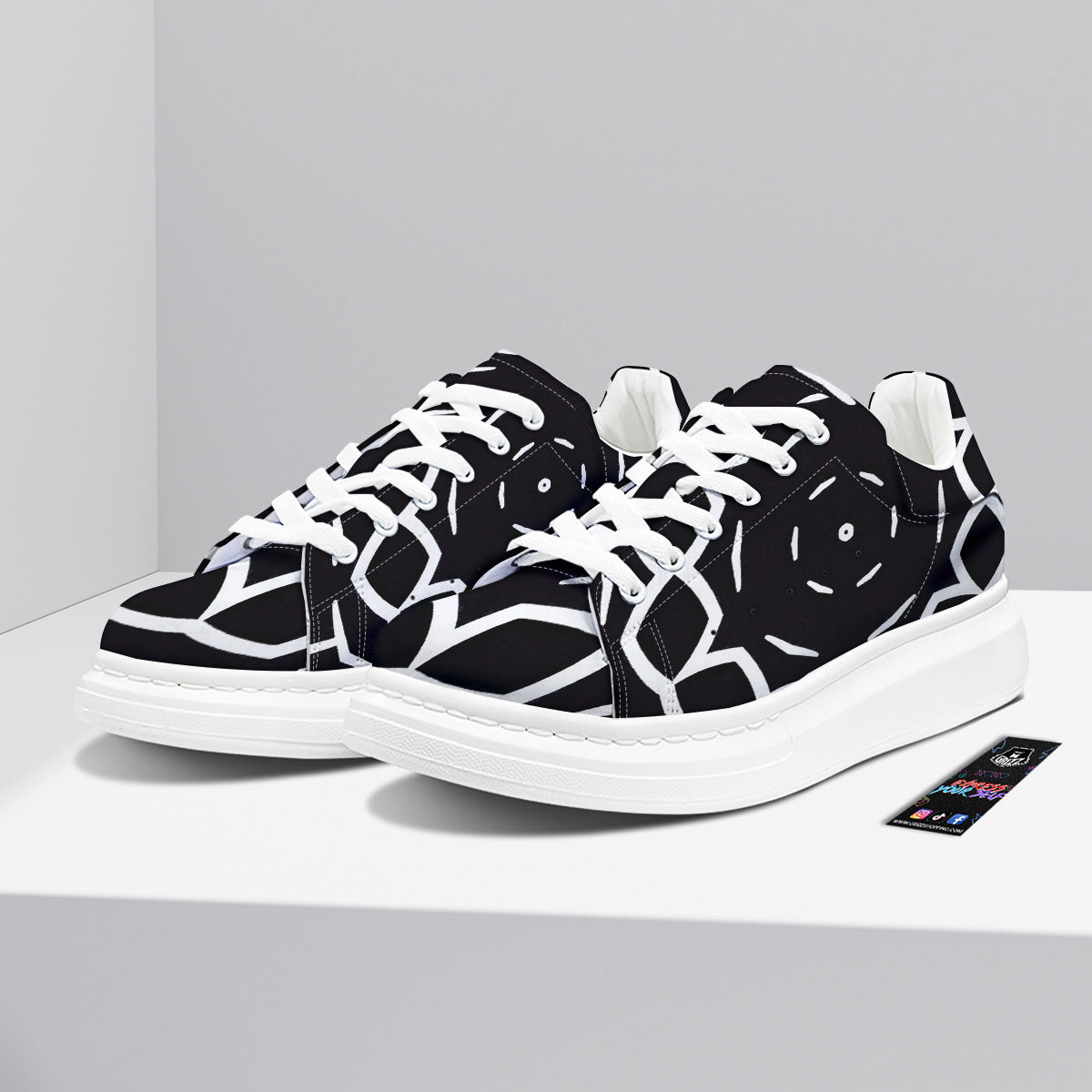 Kaleidoscope Black Print Platform Shoes-grizzshop