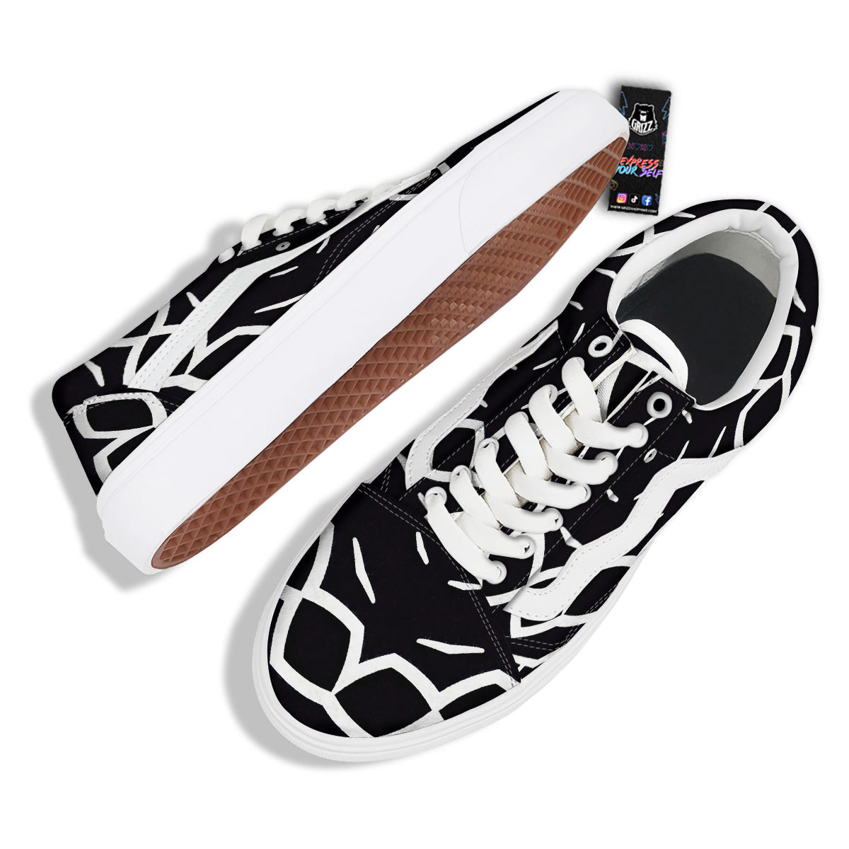 Kaleidoscope Black Print Skate Shoes-grizzshop
