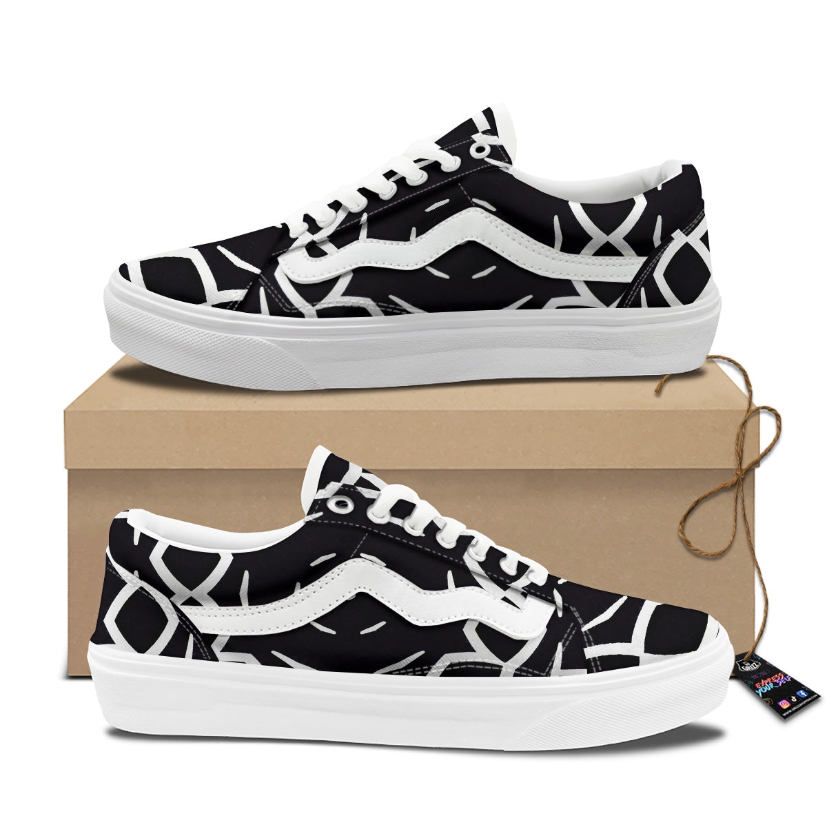 Kaleidoscope Black Print Skate Shoes-grizzshop