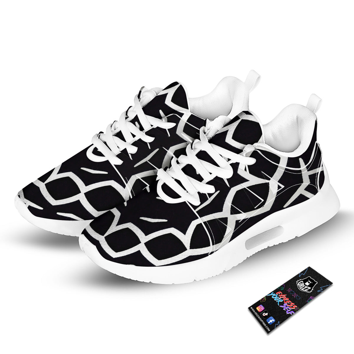 Kaleidoscope Black Print Tennis Shoes-grizzshop