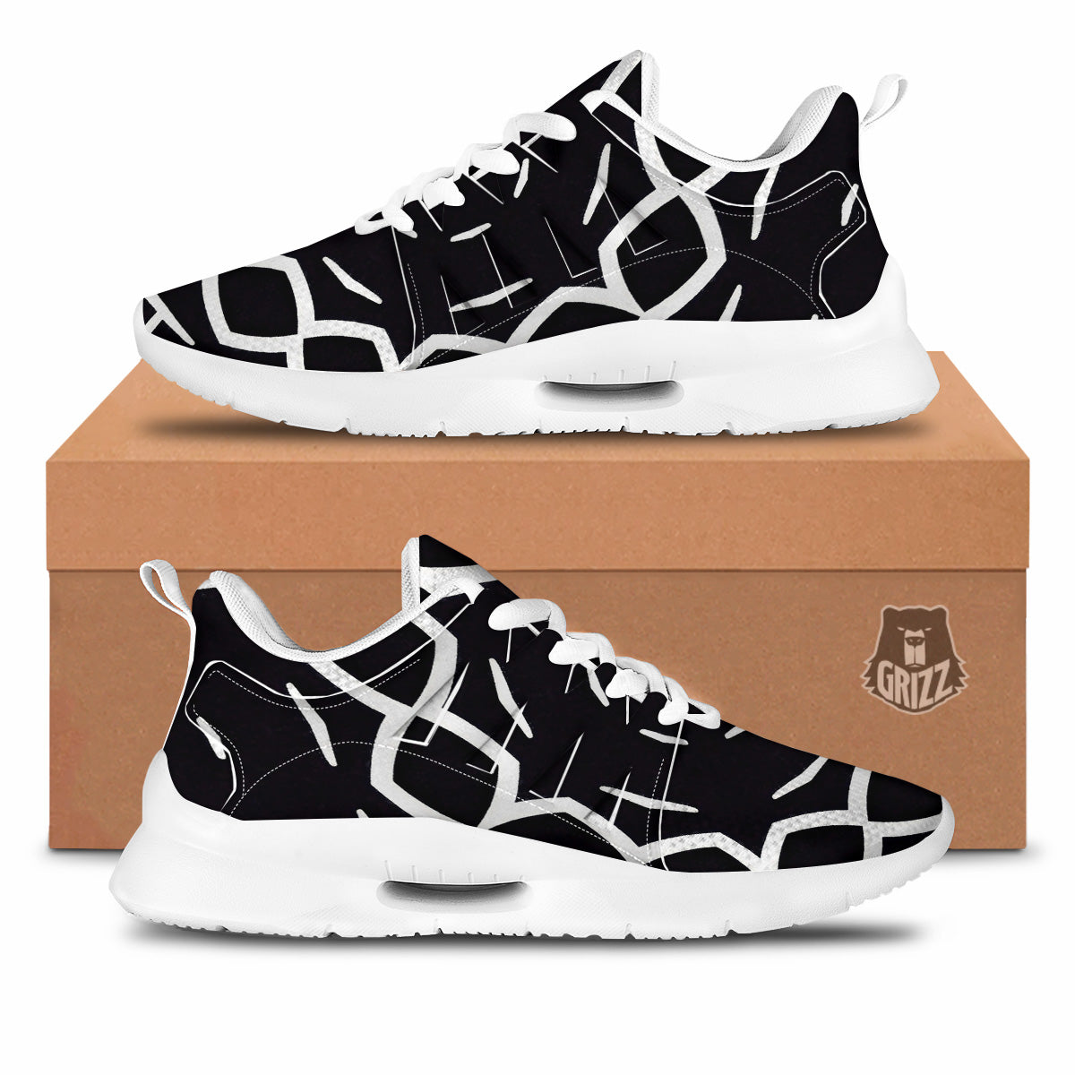 Kaleidoscope Black Print Tennis Shoes-grizzshop