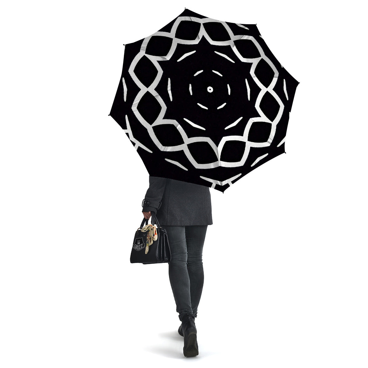 Kaleidoscope Black Print Umbrella-grizzshop