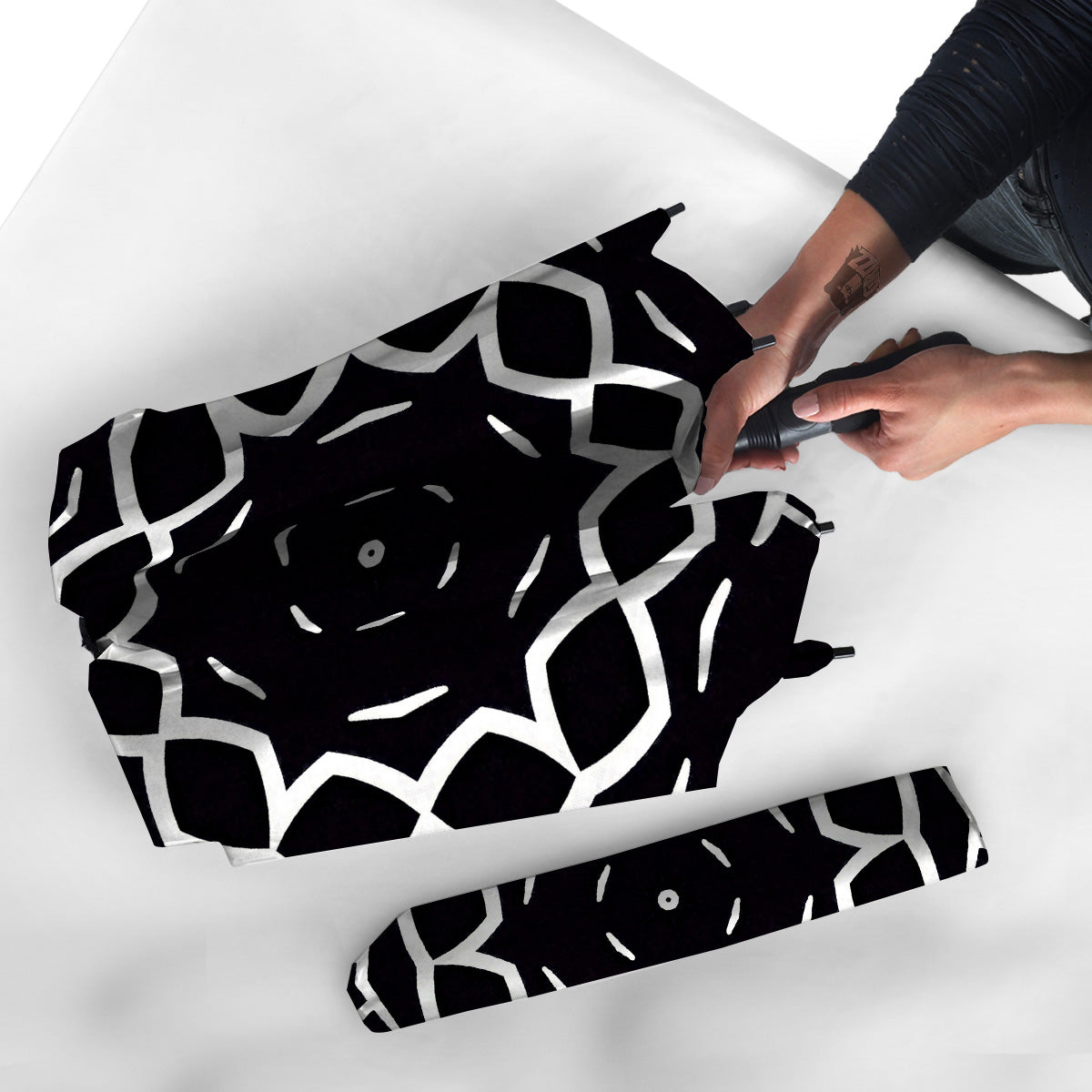 Kaleidoscope Black Print Umbrella-grizzshop