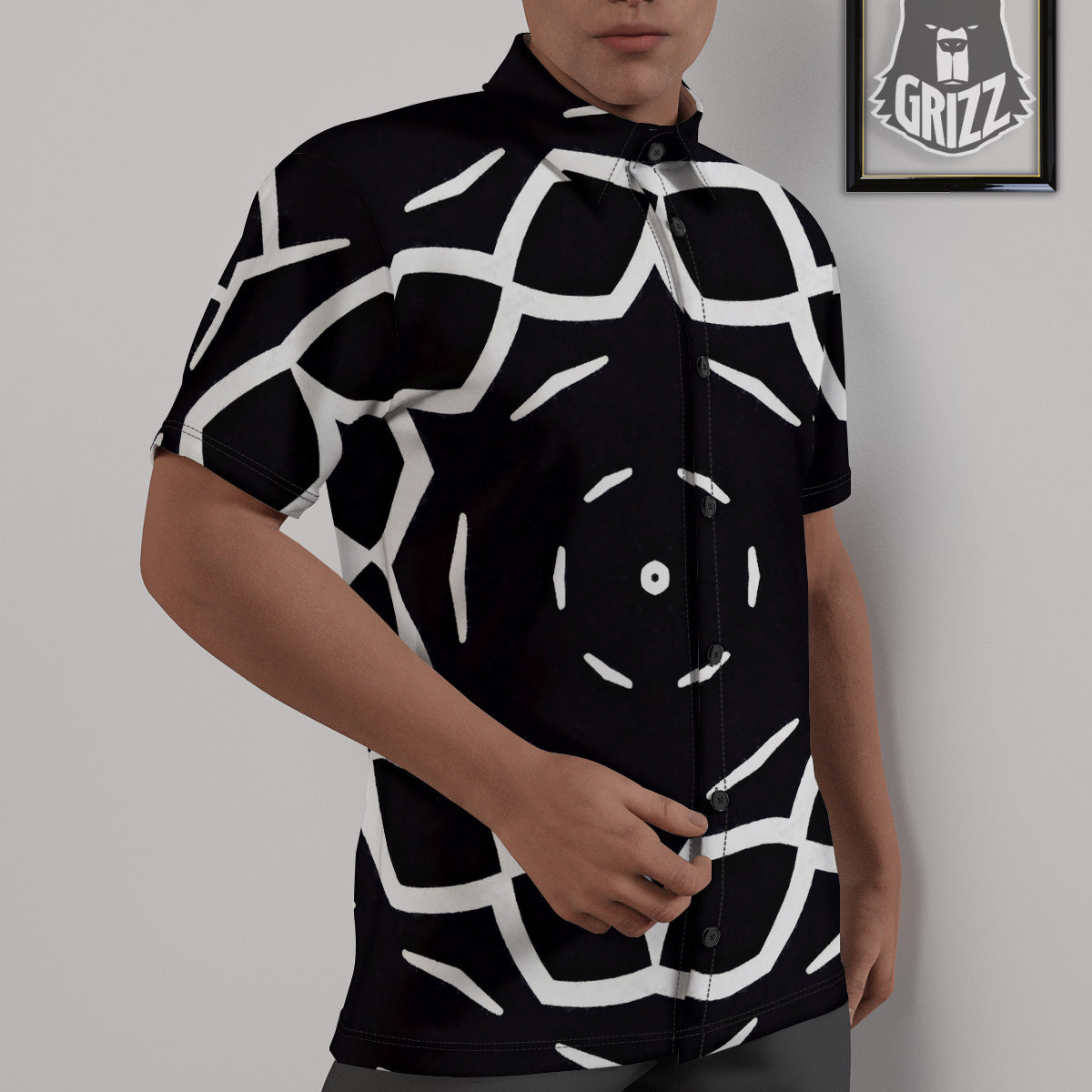 Kaleidoscope Black Print Untucked Shirts-grizzshop